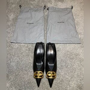 BALENCIAGA square knife BB slingback mules size 36